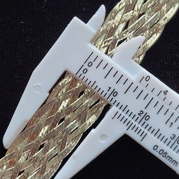 925 Italy Braided Collar Necklace Reversible KA 1772 10 Herringbone Strands - Picture 7 of 10